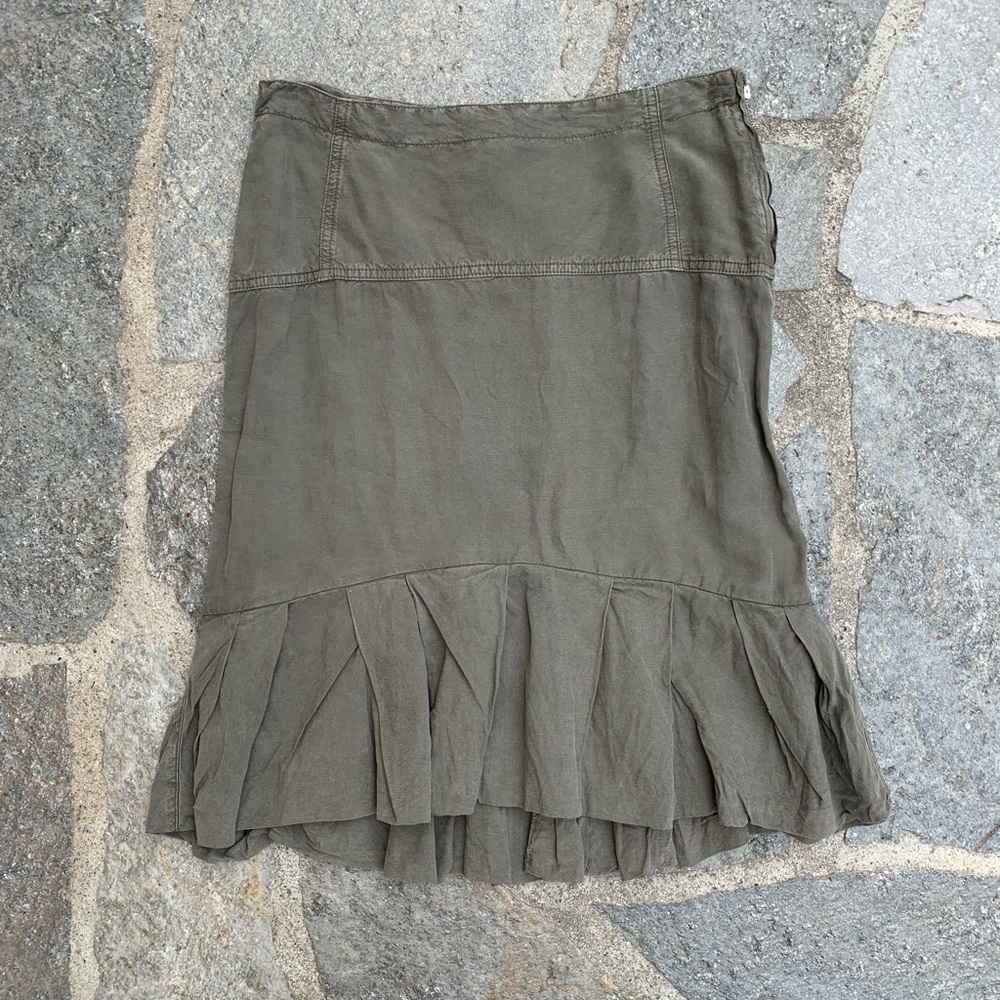 Tr900 utility green pleated midi skirt